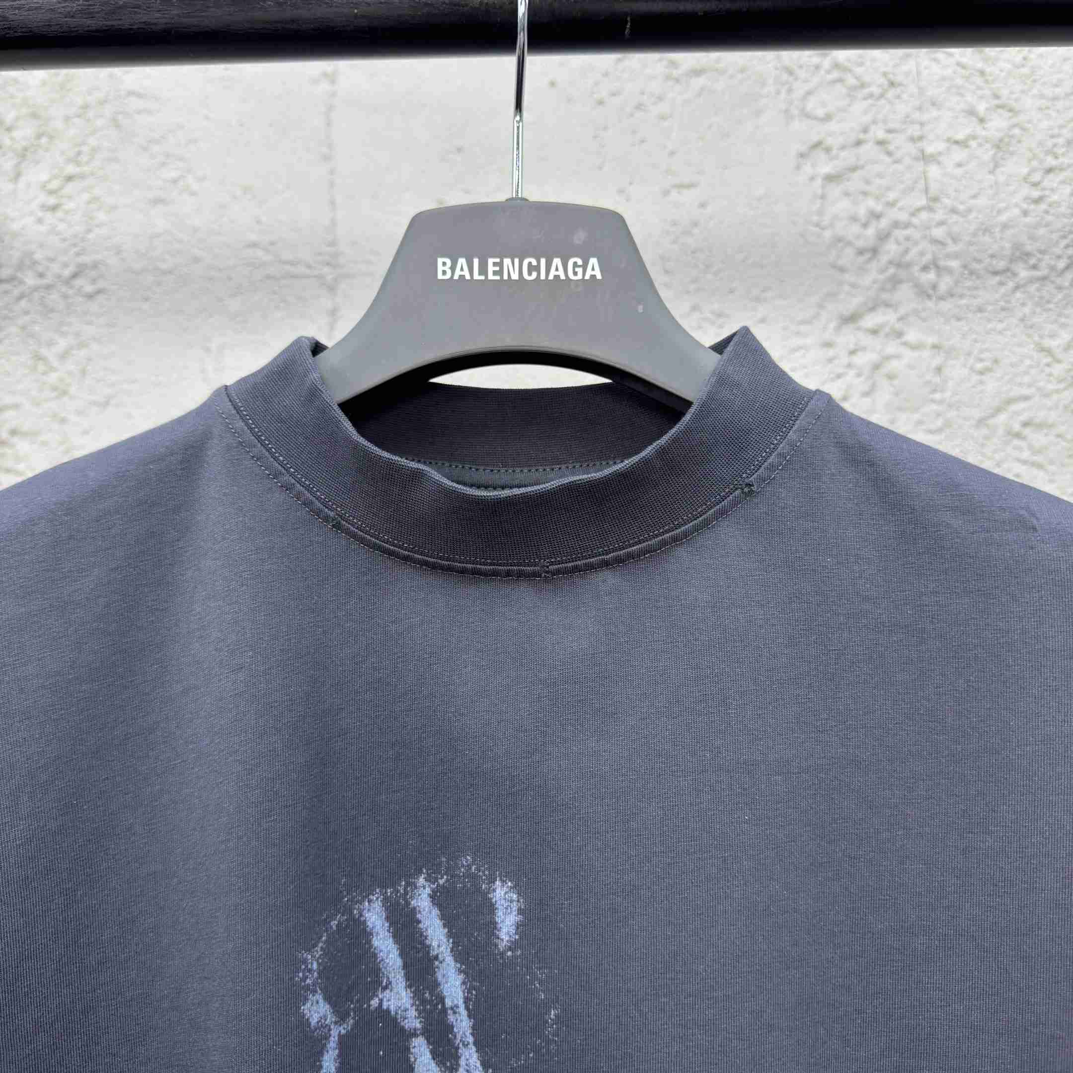 Balenciaga DIY Imprint Cropped T-Shirt In Washed Black Vintage Jersey - DopestKickz