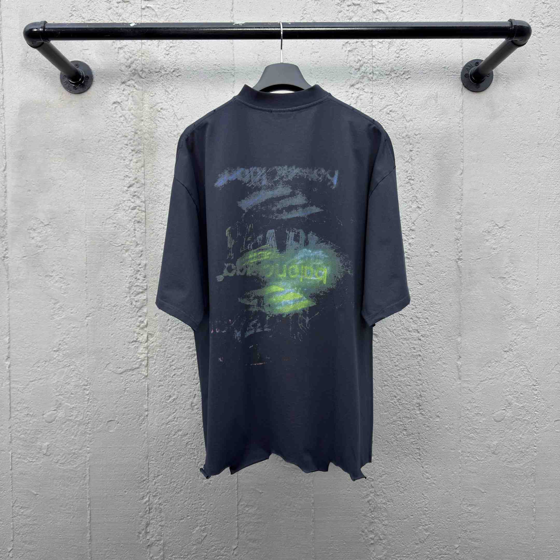 Balenciaga DIY Imprint Cropped T-Shirt In Washed Black Vintage Jersey - DopestKickz