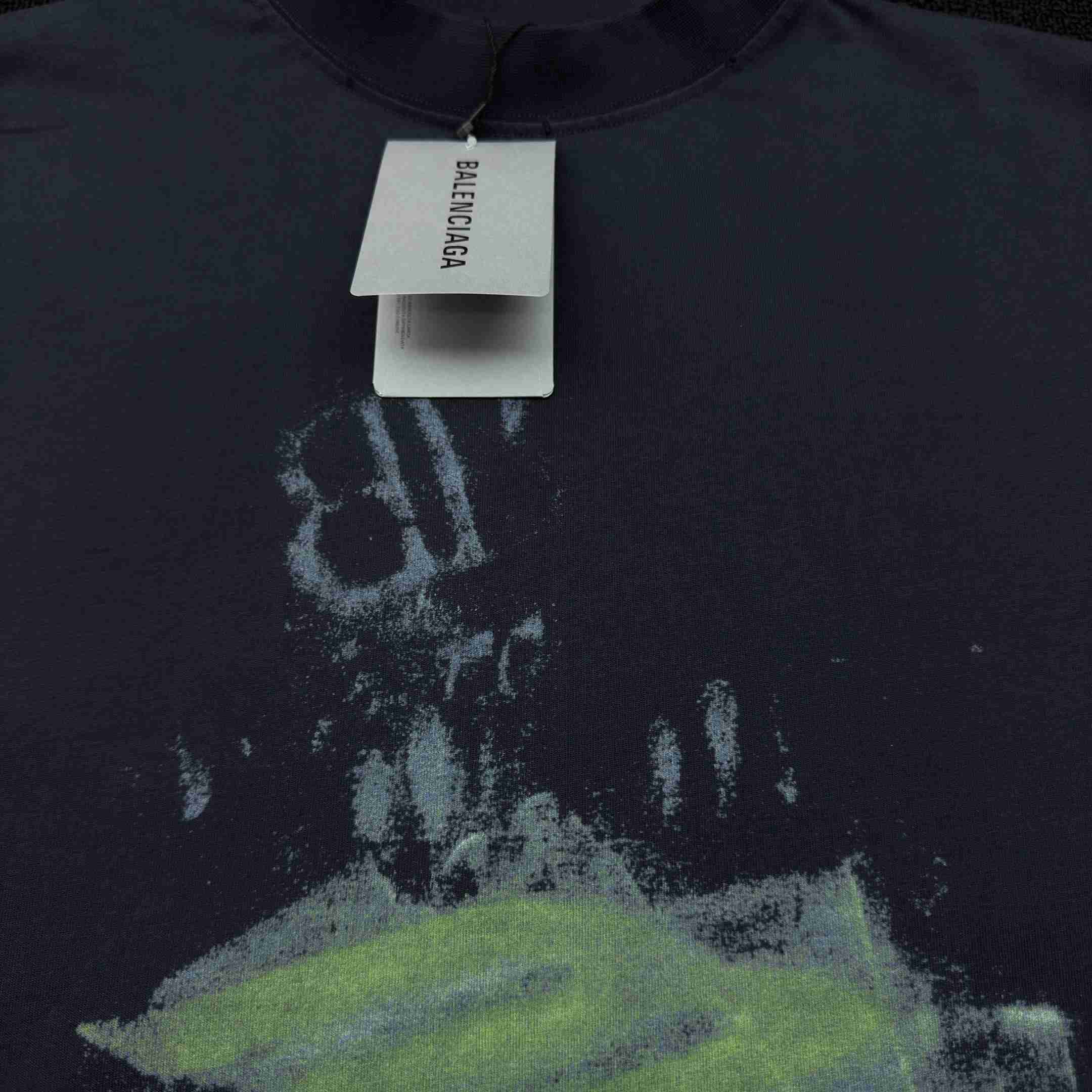 Balenciaga DIY Imprint Cropped T-Shirt In Washed Black Vintage Jersey - DopestKickz