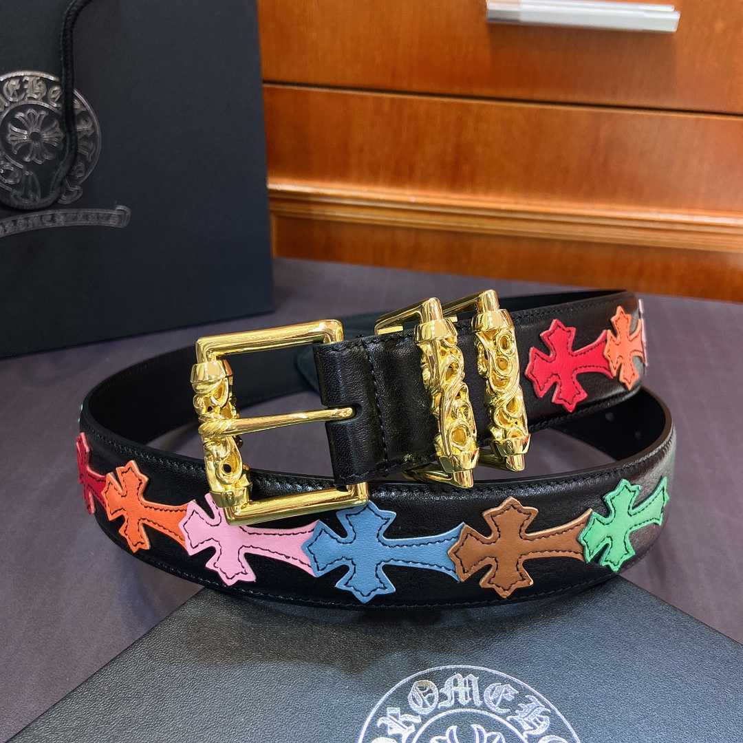 Chrome Hearts Leather Belt    3.8cm - DopestKickz