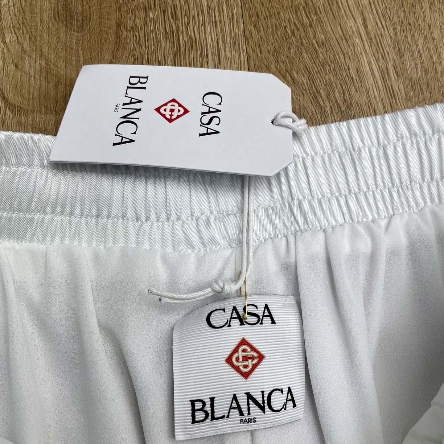 Casablanca White & Blue 'Casa Way' Skate Silk Shorts   CA3538 - DopestKickz