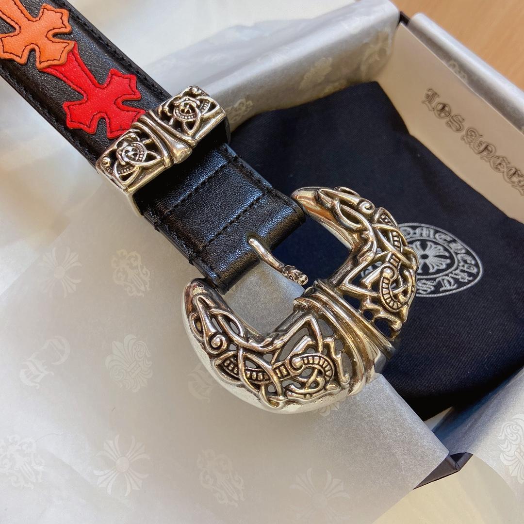Chrome Hearts Leather Belt    3.8cm - DopestKickz
