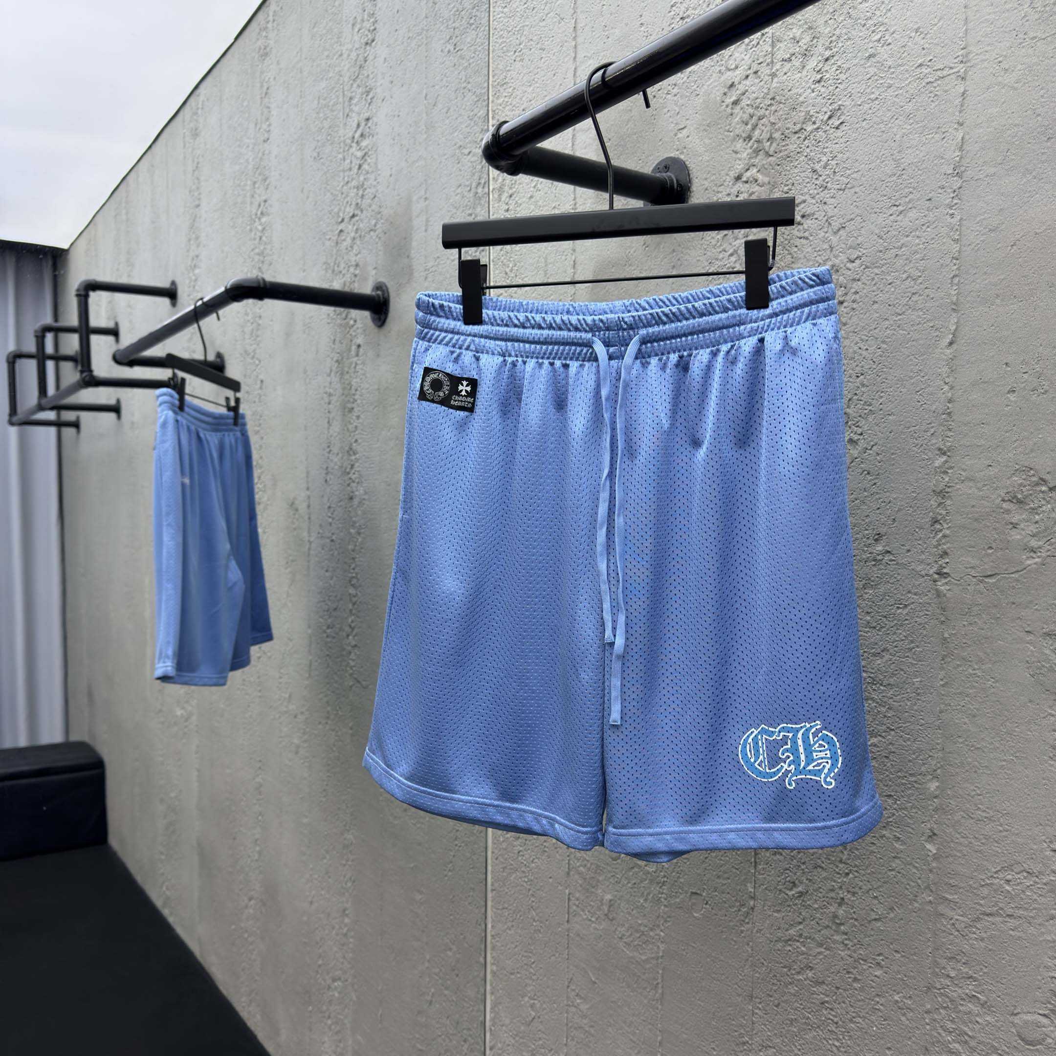 Chrome Hearts Sports Mesh Varsity Shorts Blue - DopestKickz