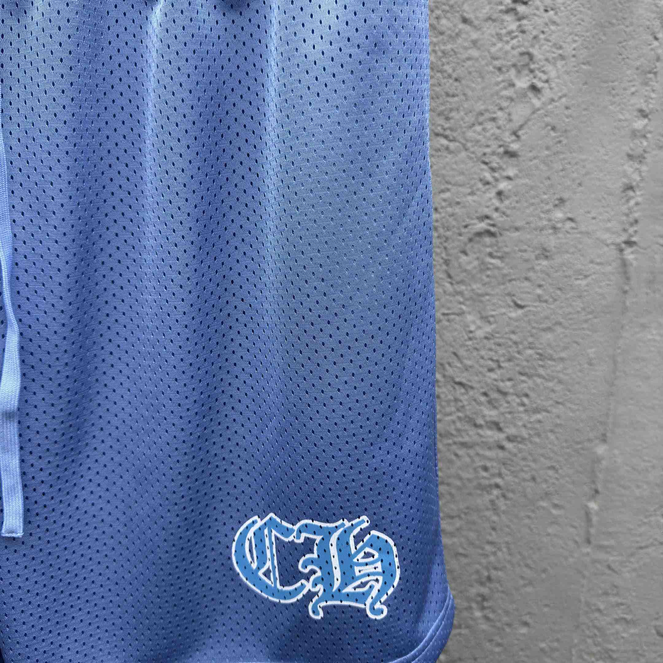 Chrome Hearts Sports Mesh Varsity Shorts Blue - DopestKickz