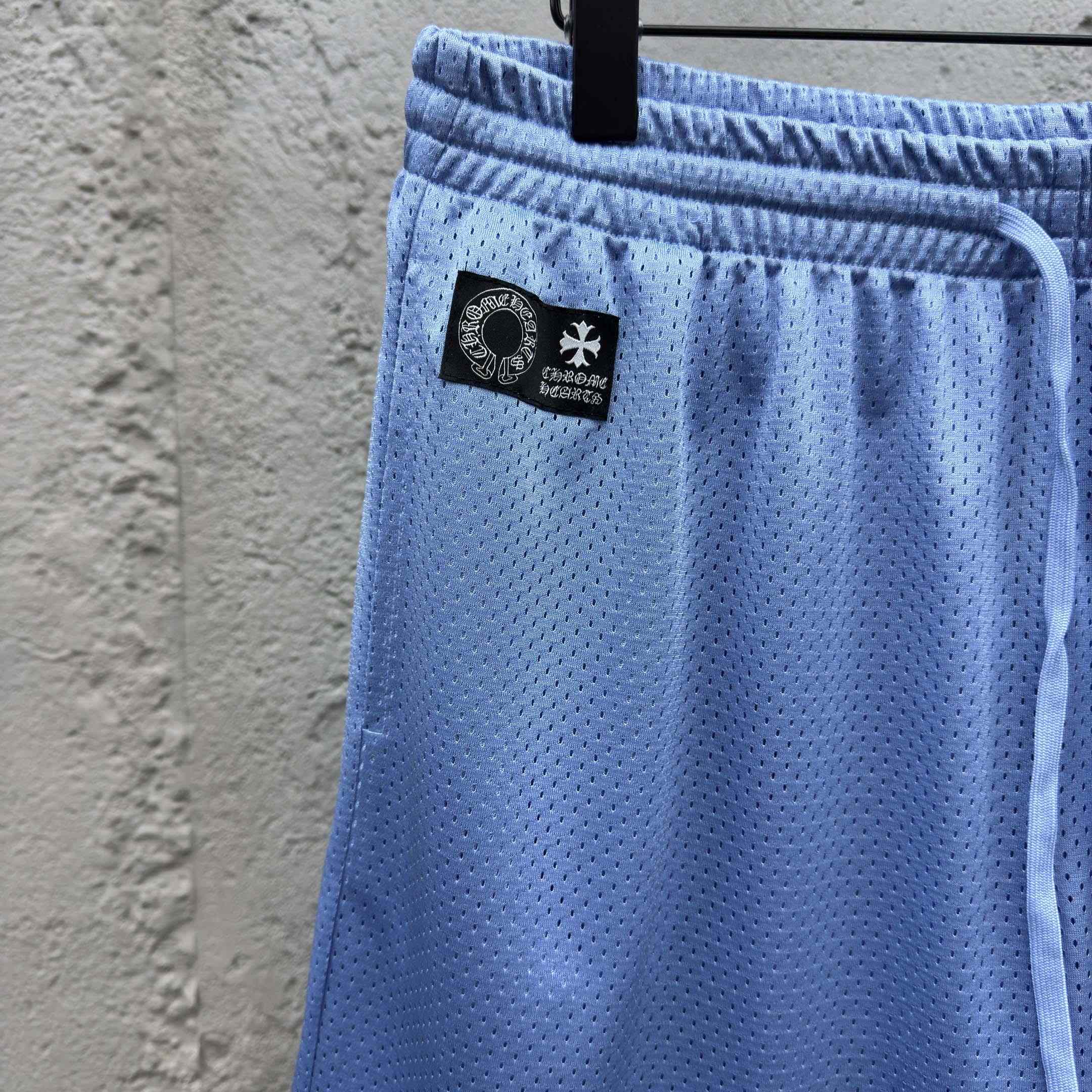 Chrome Hearts Sports Mesh Varsity Shorts Blue - DopestKickz