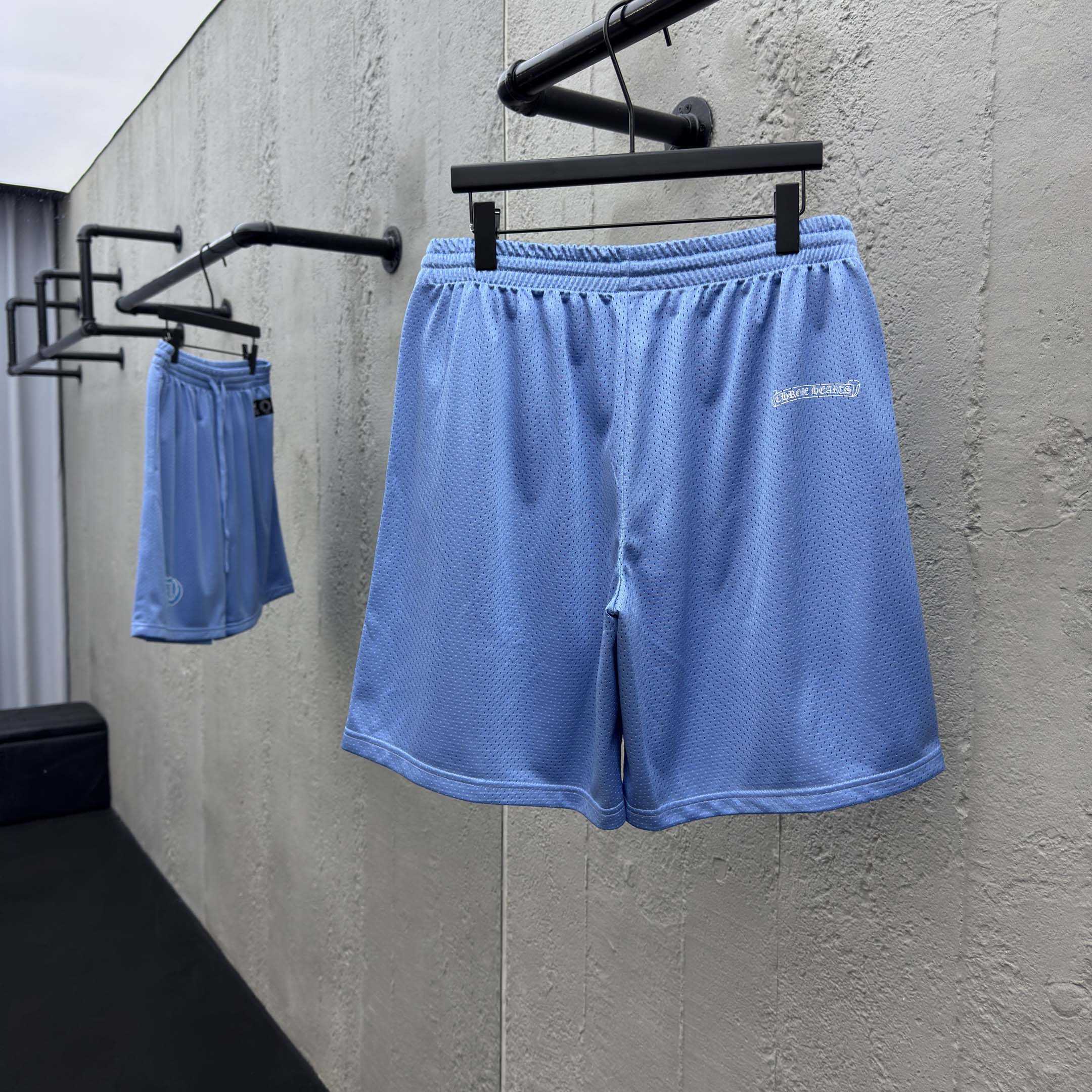 Chrome Hearts Sports Mesh Varsity Shorts Blue - DopestKickz