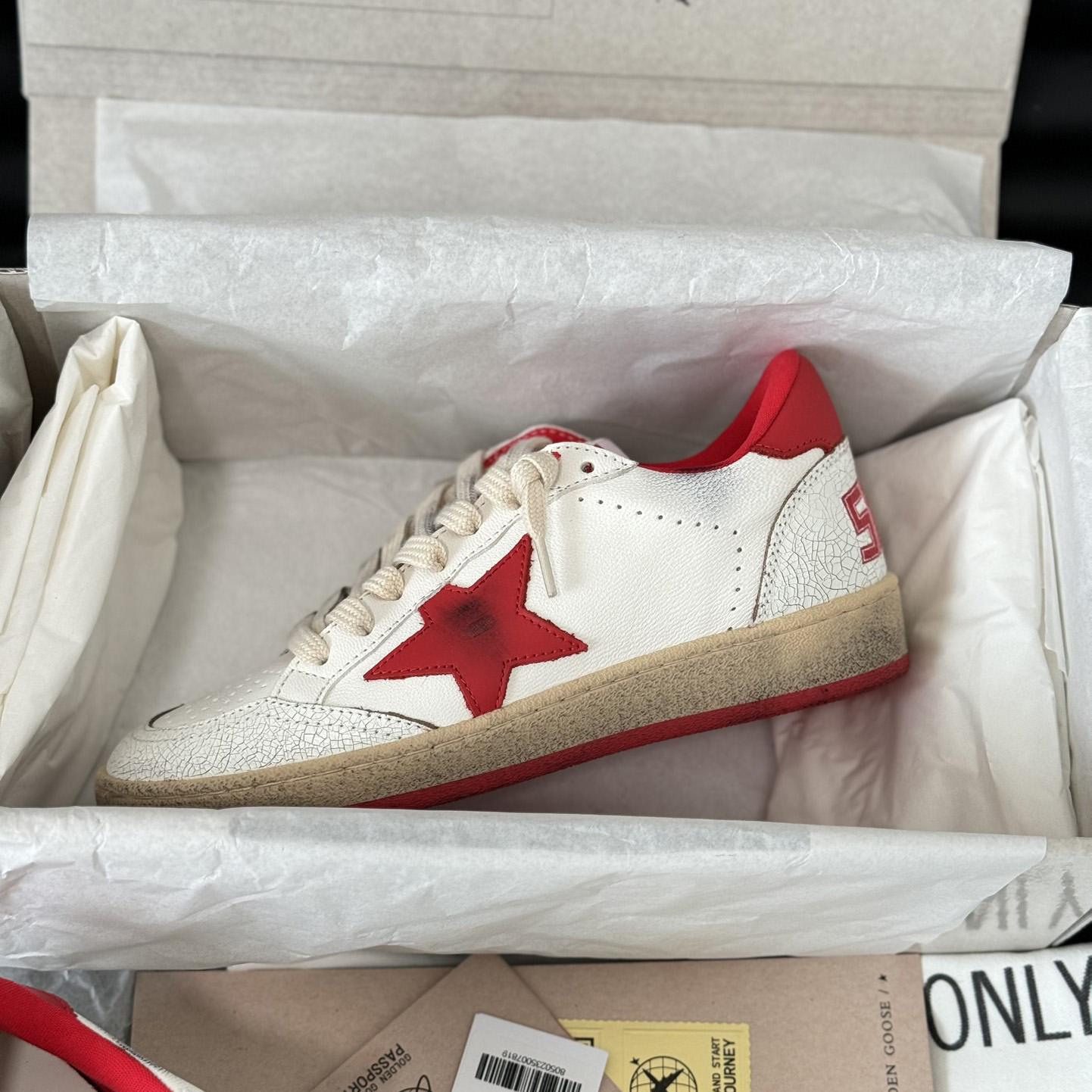 Golden Goose Ball Star 'White Red'  - DopestKickz
