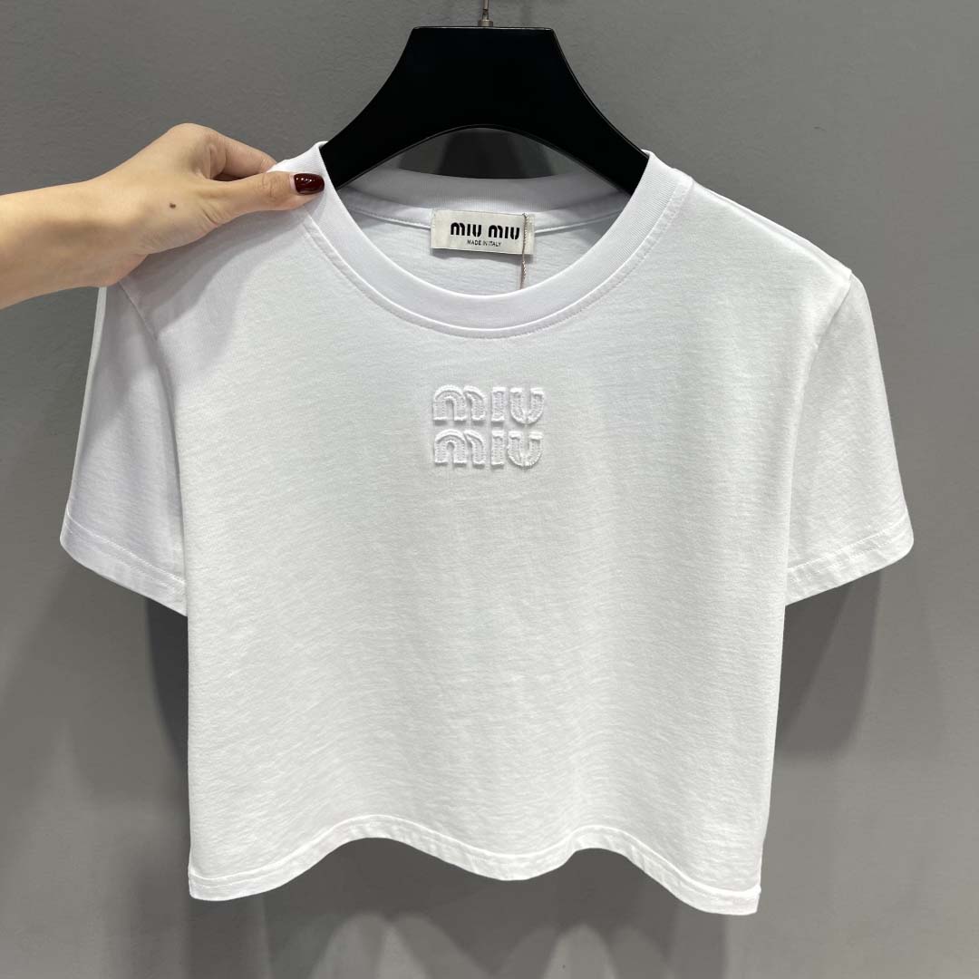 Miu Miu White Cotton Jersey T-shirt  - DopestKickz
