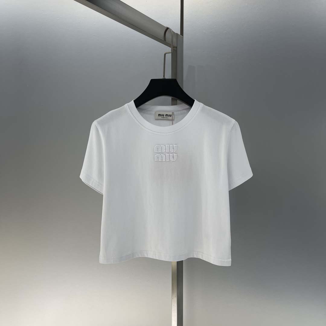 Miu Miu White Cotton Jersey T-shirt  - DopestKickz