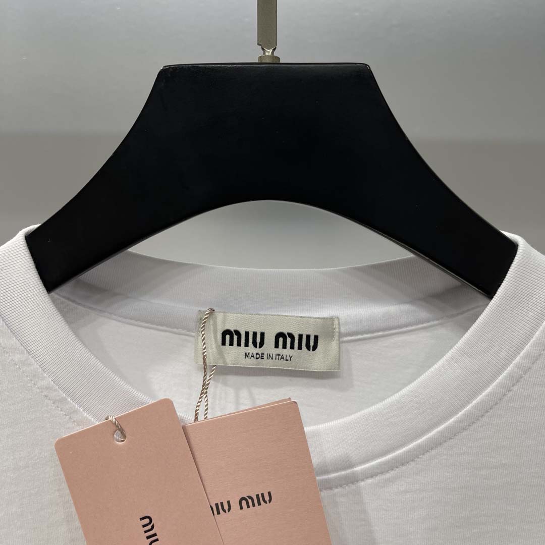 Miu Miu White Cotton Jersey T-shirt  - DopestKickz