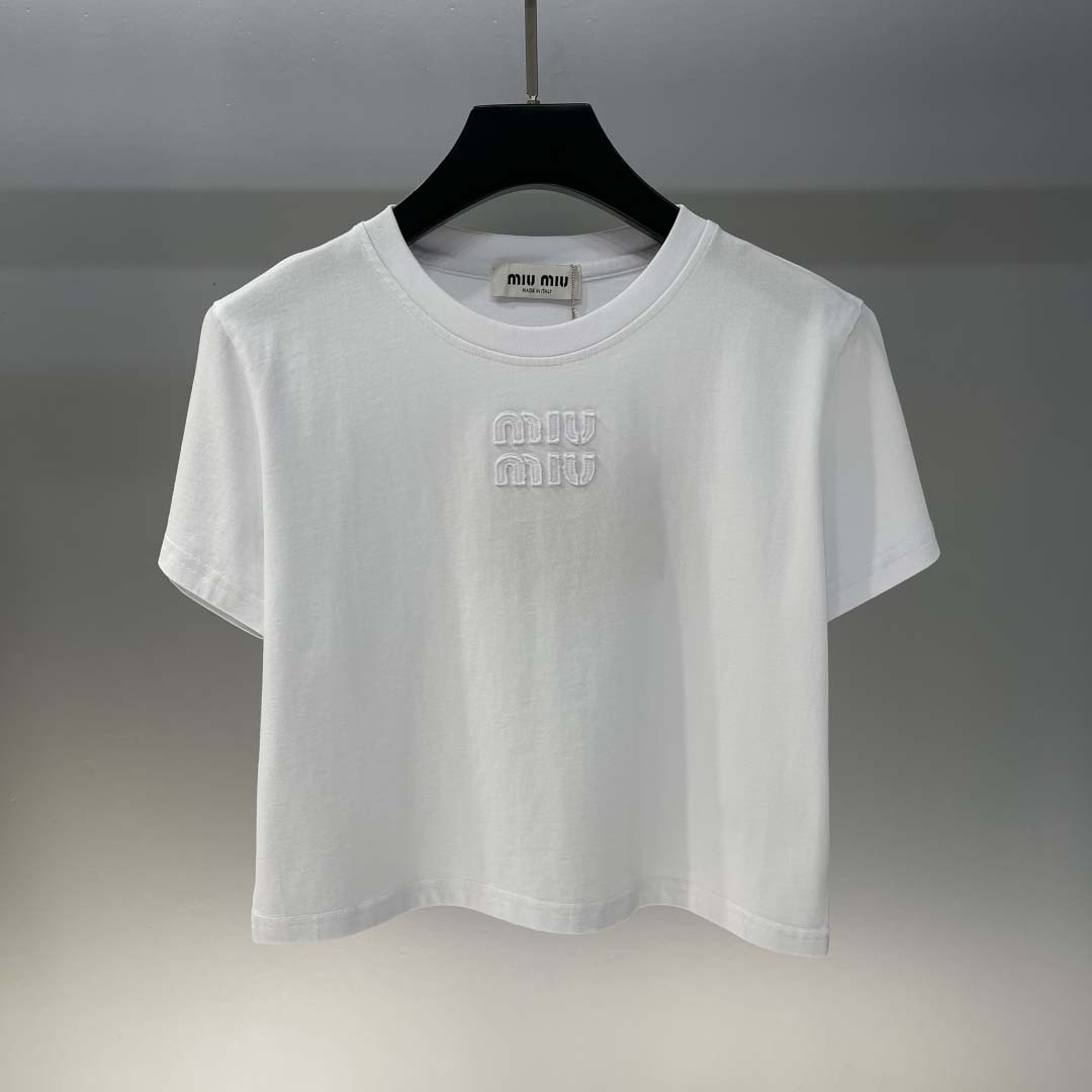 Miu Miu White Cotton Jersey T-shirt  - DopestKickz