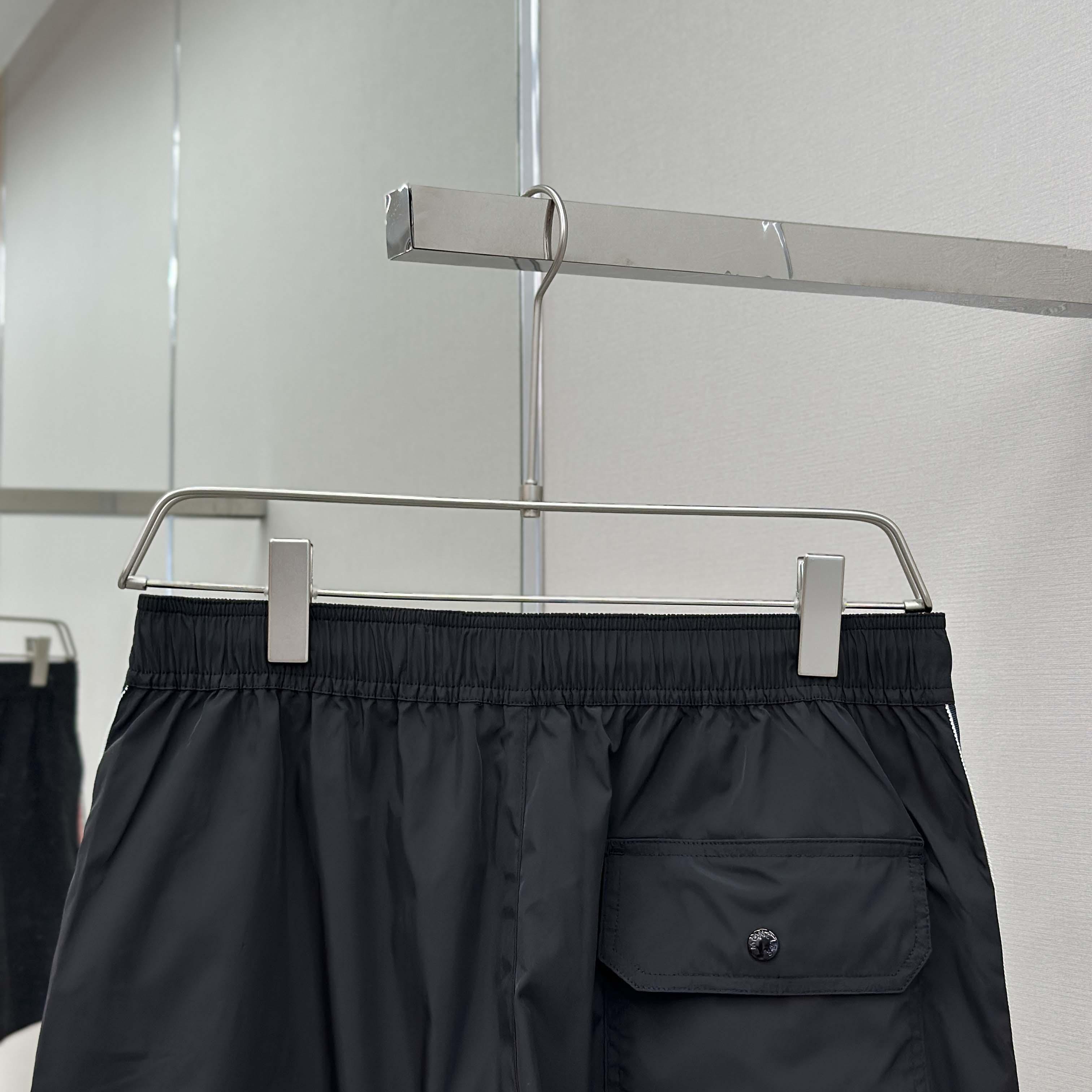Moncler Black Tricolour-Trimmed Swim Shorts - DopestKickz