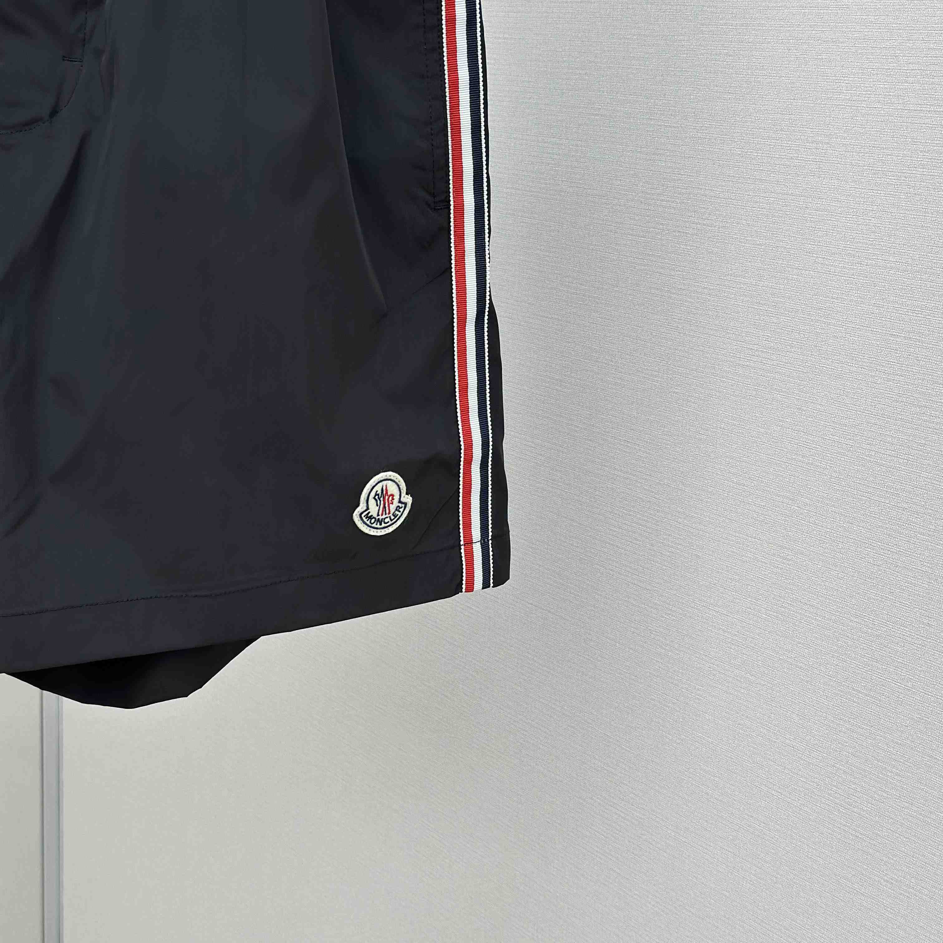 Moncler Black Tricolour-Trimmed Swim Shorts - DopestKickz