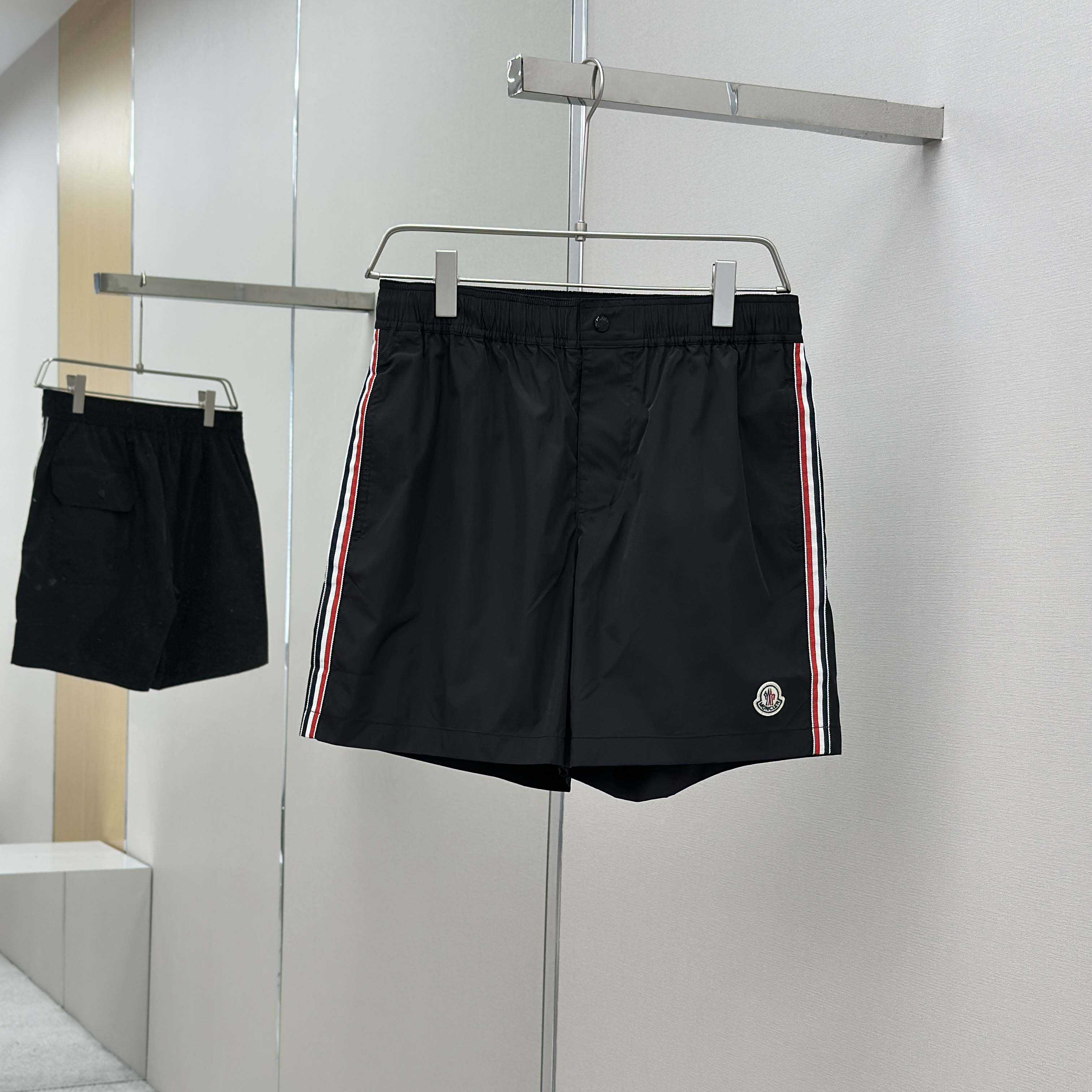 Moncler Black Tricolour-Trimmed Swim Shorts - DopestKickz
