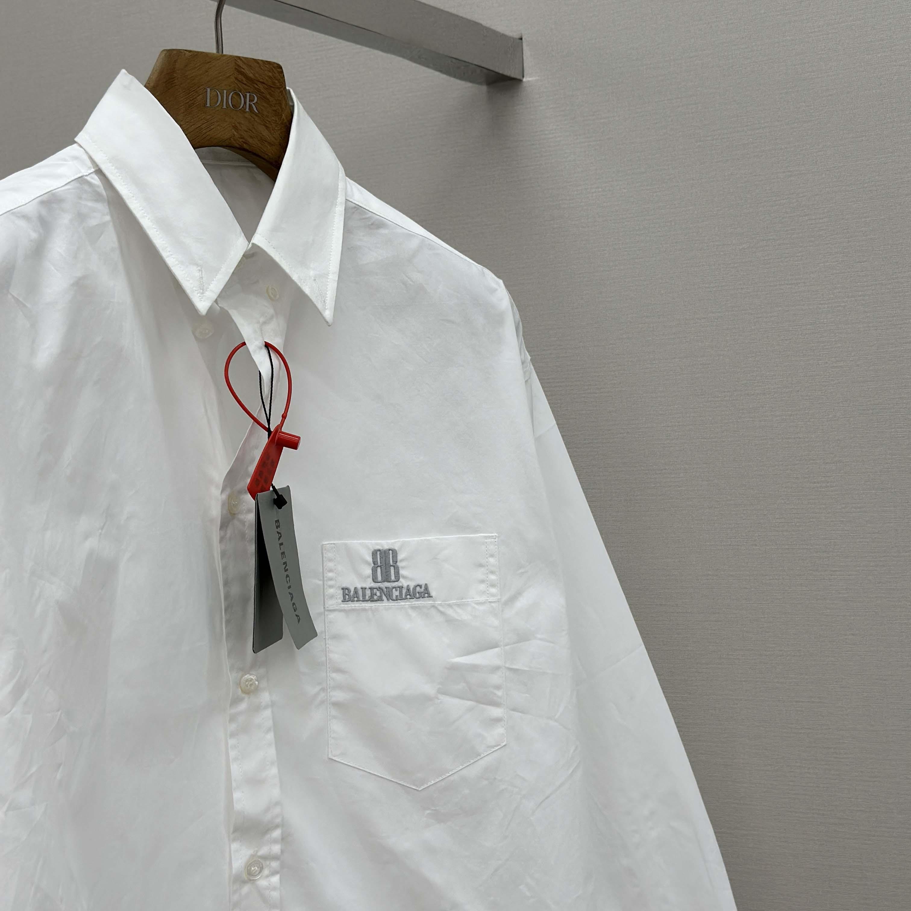 Balenciaga Large Fit Shirt In White Cotton Poplin - DopestKickz