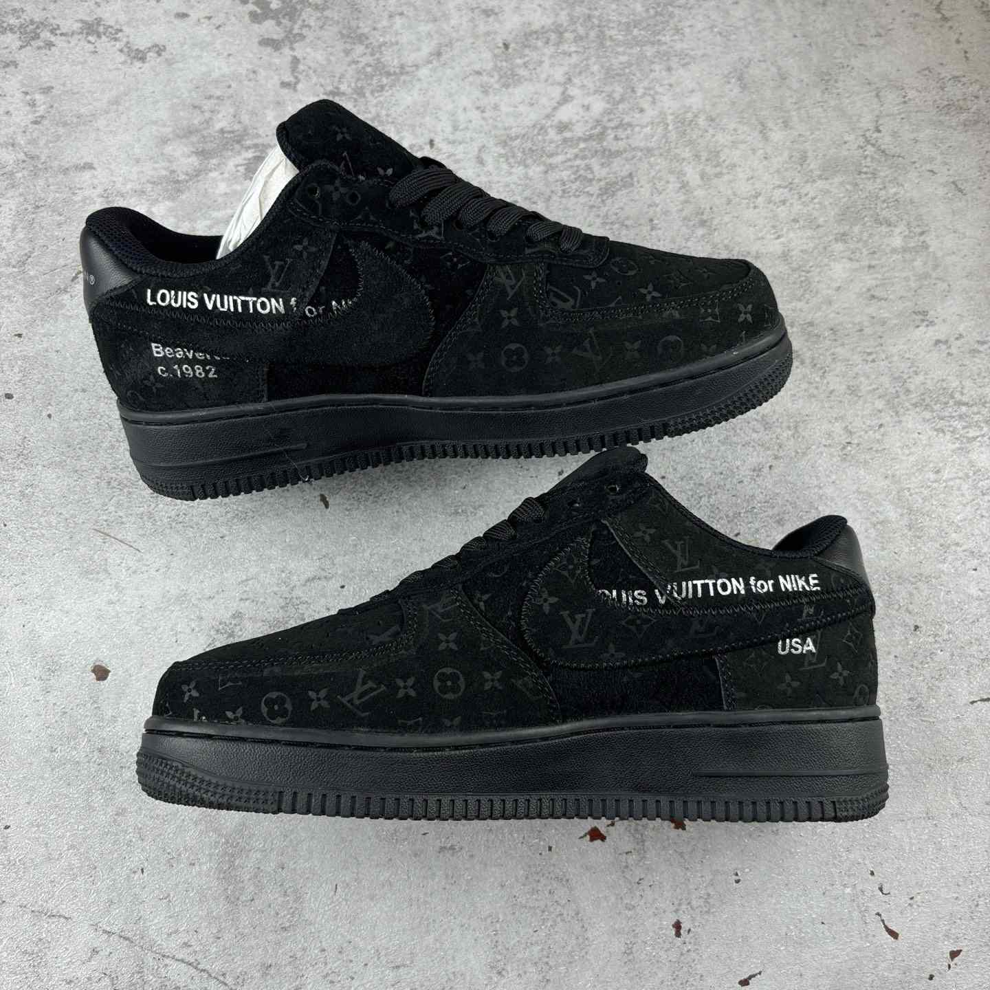 Nike x Louis Vuitton Air Force 1 Low 'Triple Black' - DopestKickz