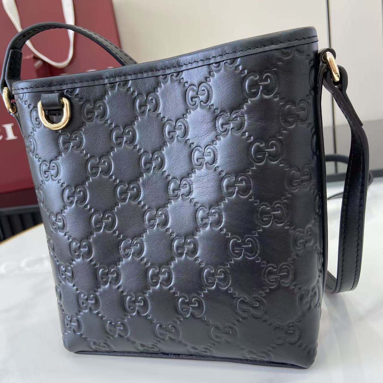 Gucci GG Emblem Nano Bucket Bag - DopestKickz