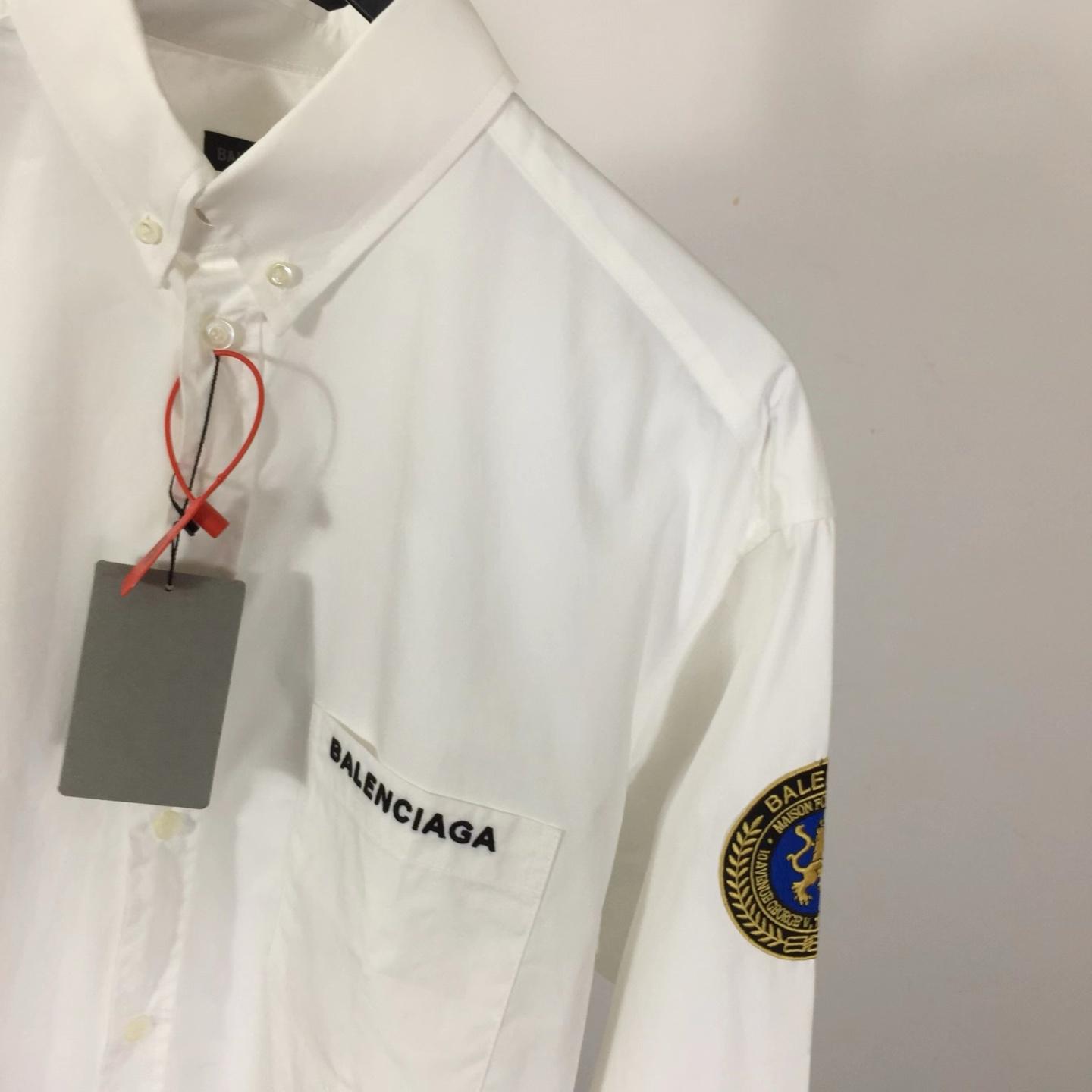 Balenciaga Logo-patch Cotton Shirt - DopestKickz