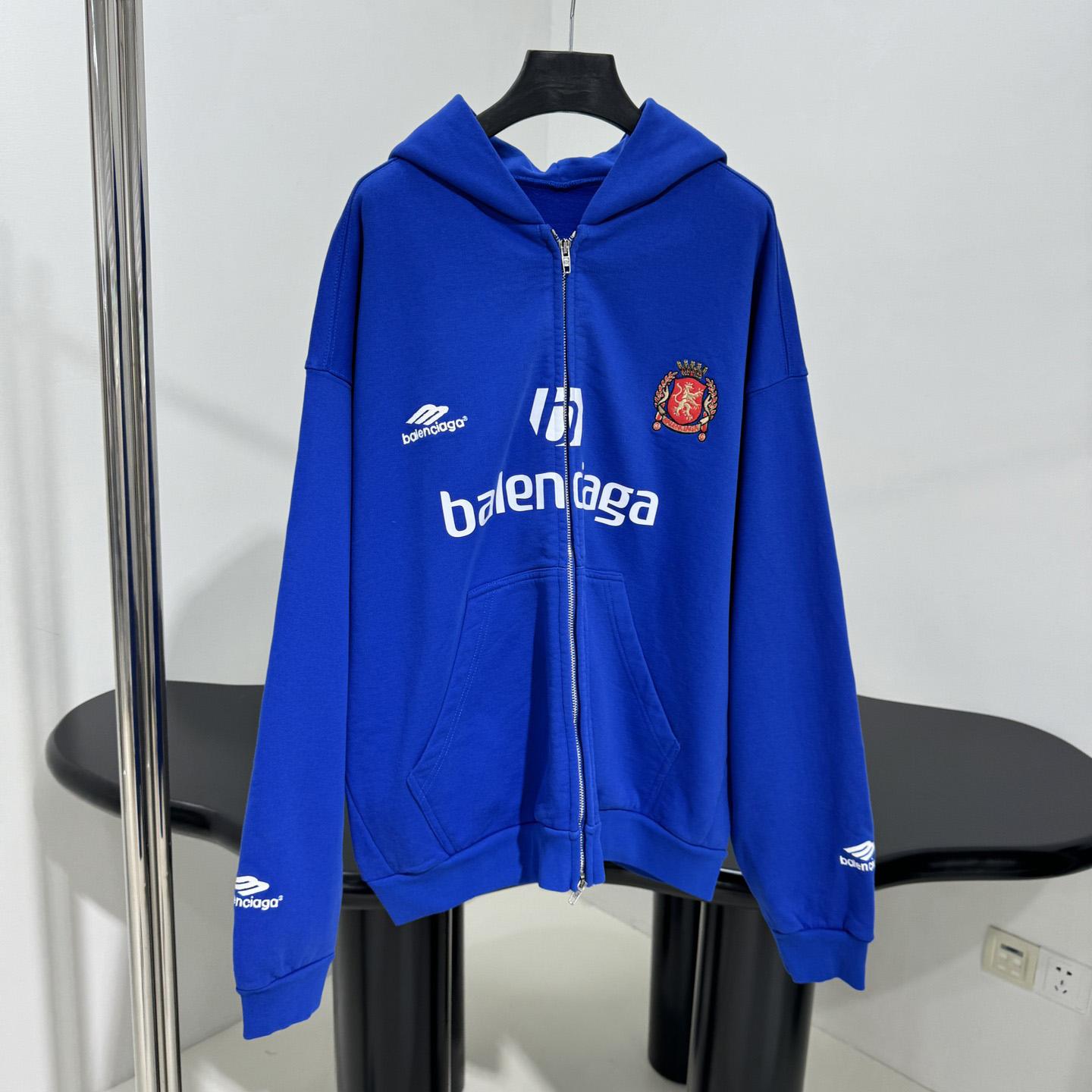 Balenciaga Paris Blue Soccer Zip-up Hoodie - DopestKickz