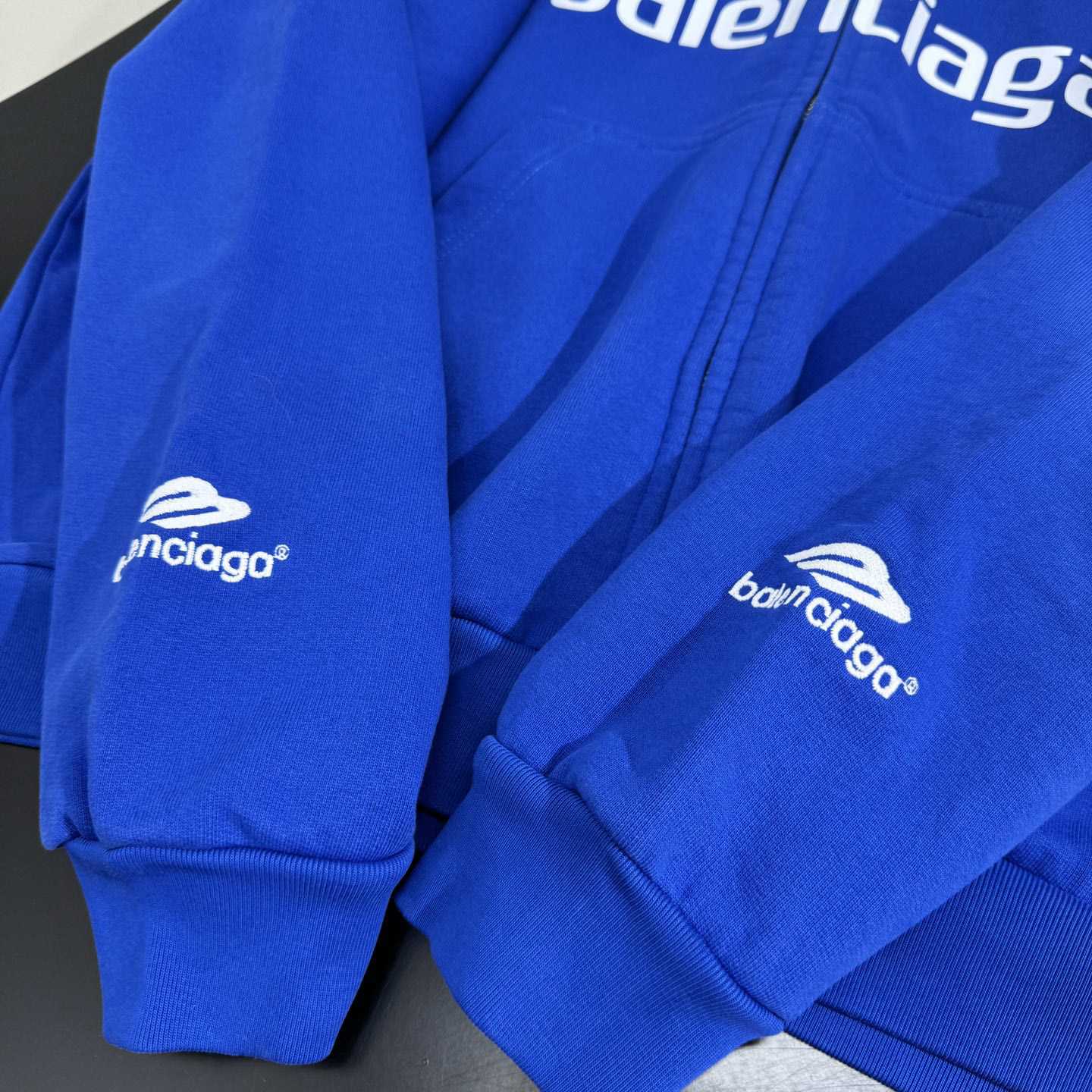 Balenciaga Paris Blue Soccer Zip-up Hoodie - DopestKickz