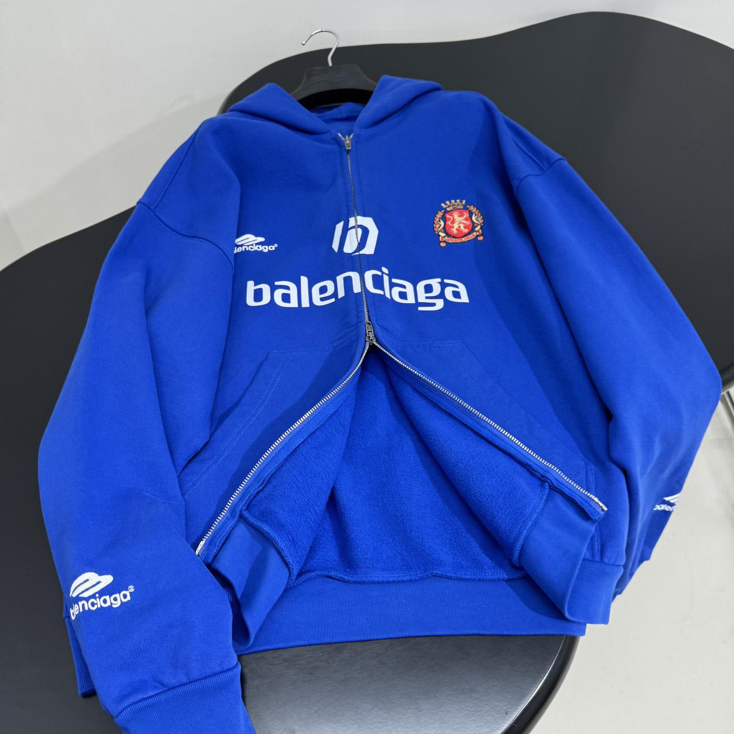 Balenciaga Paris Blue Soccer Zip-up Hoodie - DopestKickz
