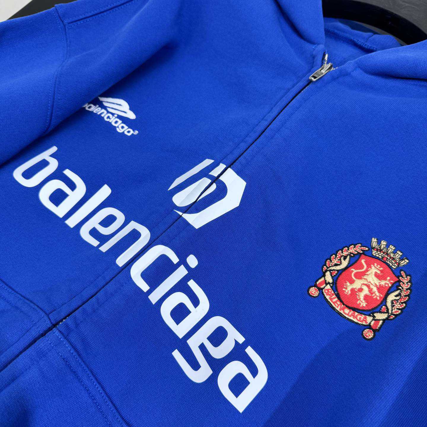 Balenciaga Paris Blue Soccer Zip-up Hoodie - DopestKickz