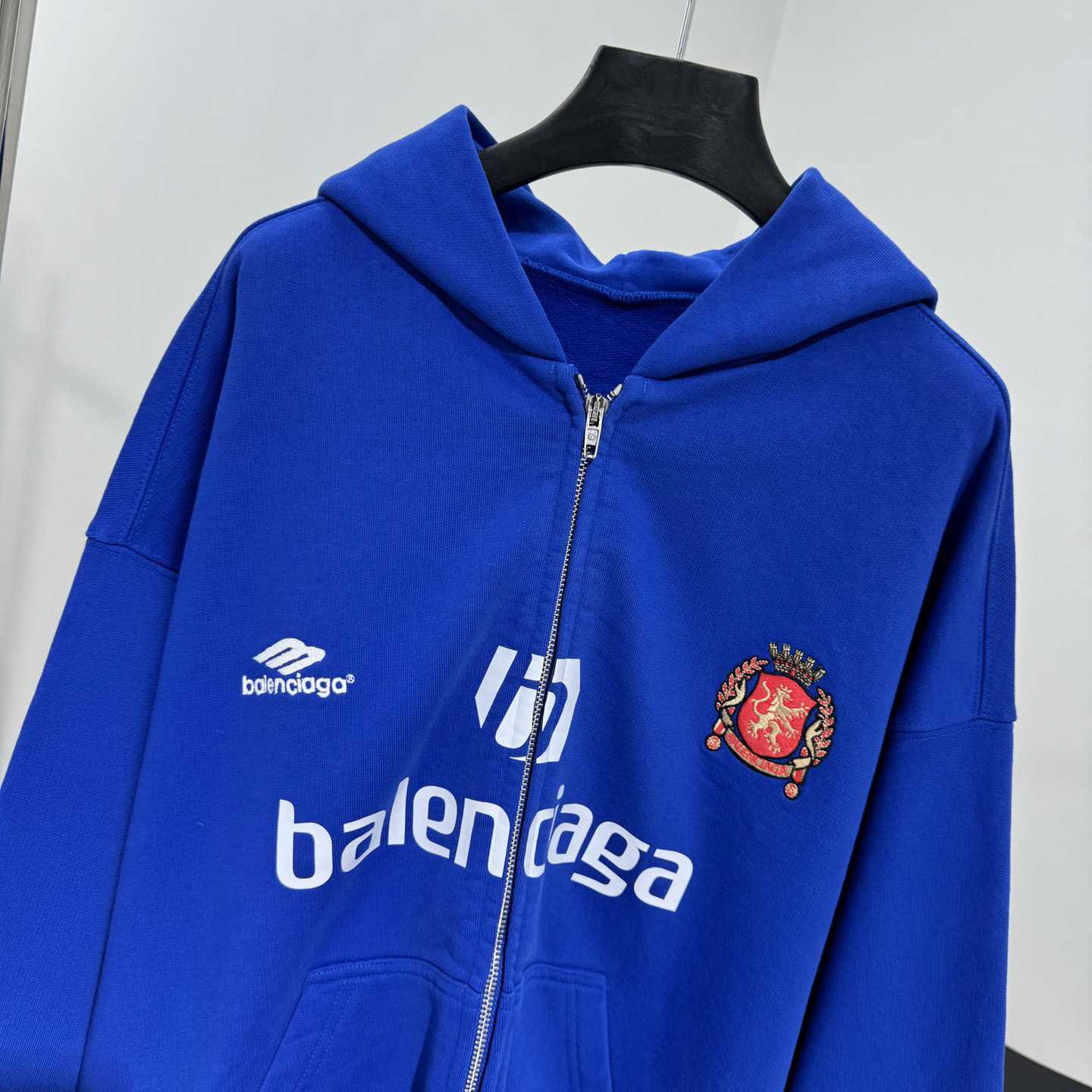 Balenciaga Paris Blue Soccer Zip-up Hoodie - DopestKickz