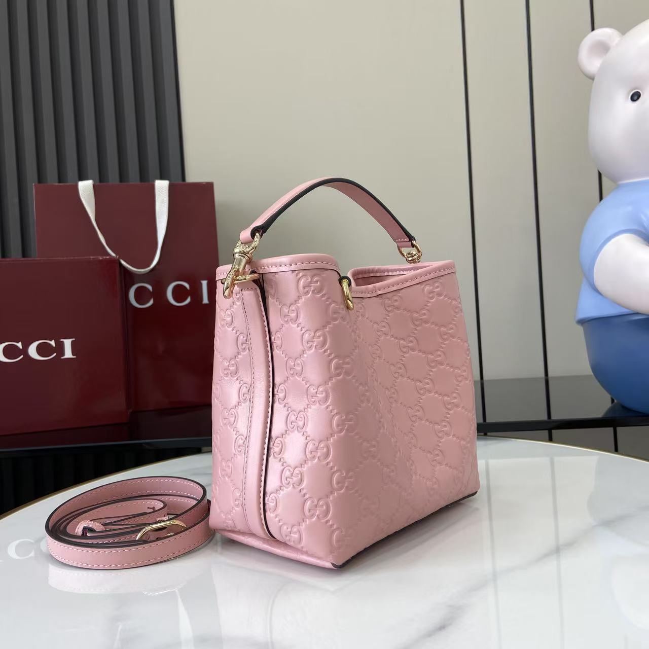 Gucci GG Emblem Nano Bucket Bag - DopestKickz