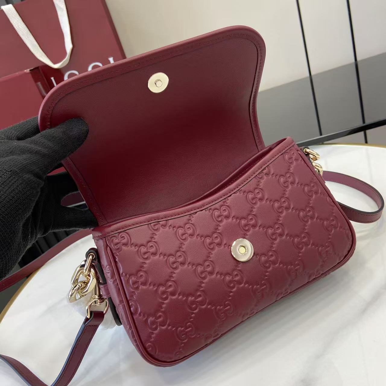 Gucci GG Emblem Small Shoulder Bag - DopestKickz