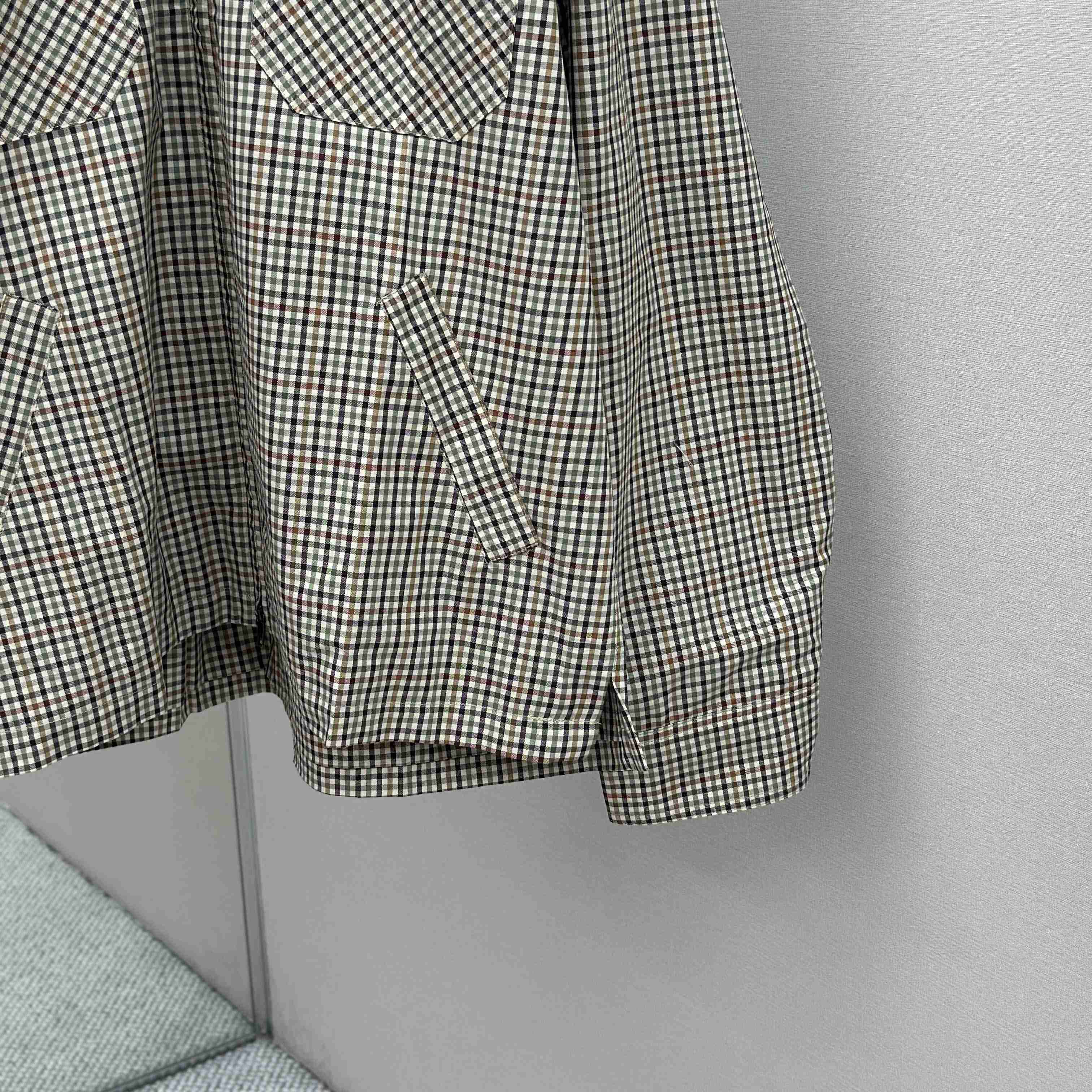 Balenciaga Zip-Up Shirt In Beige And Khaki Checked Flannel - DopestKickz