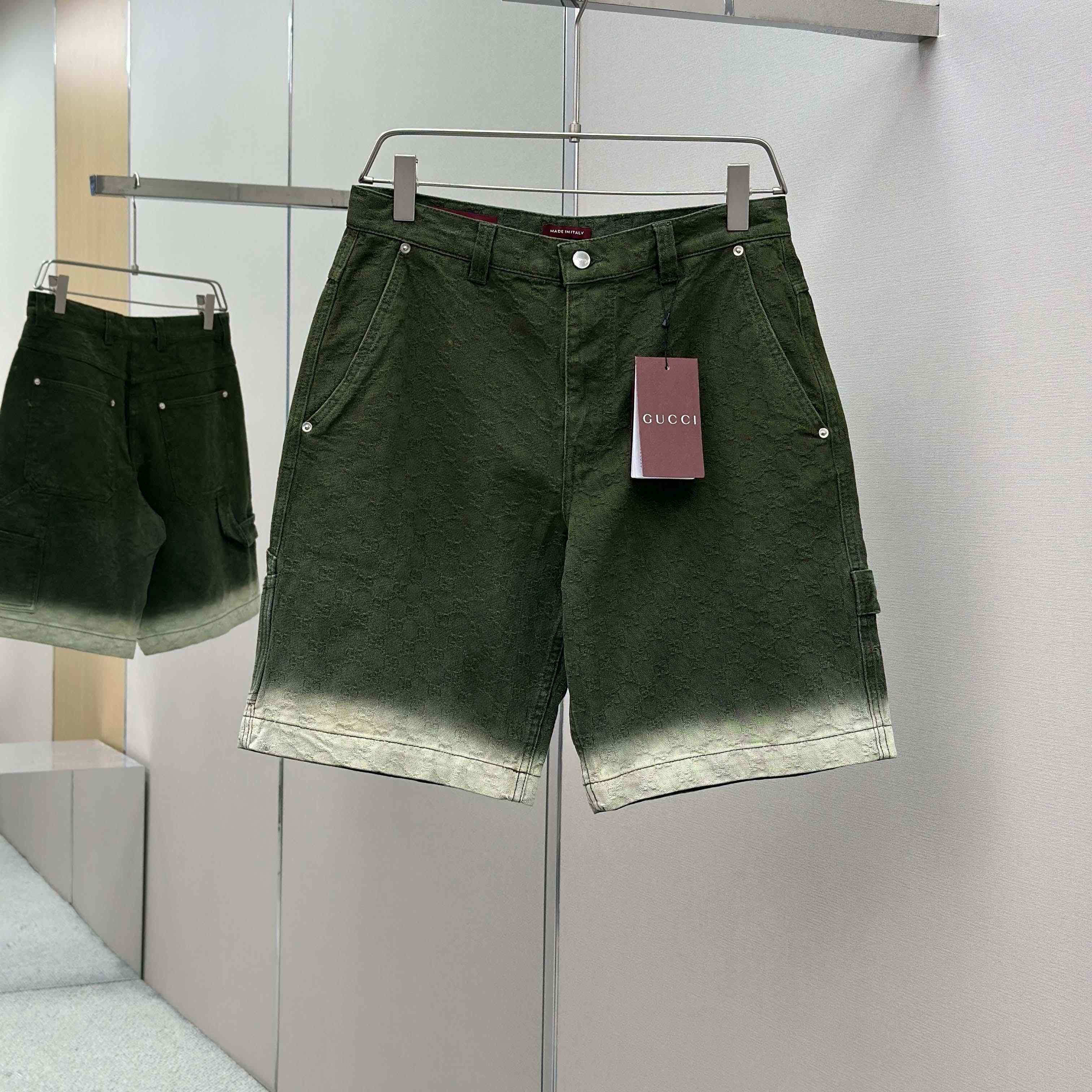 Gucci Bleached GG Cotton Denim Jacquard Shorts - DopestKickz