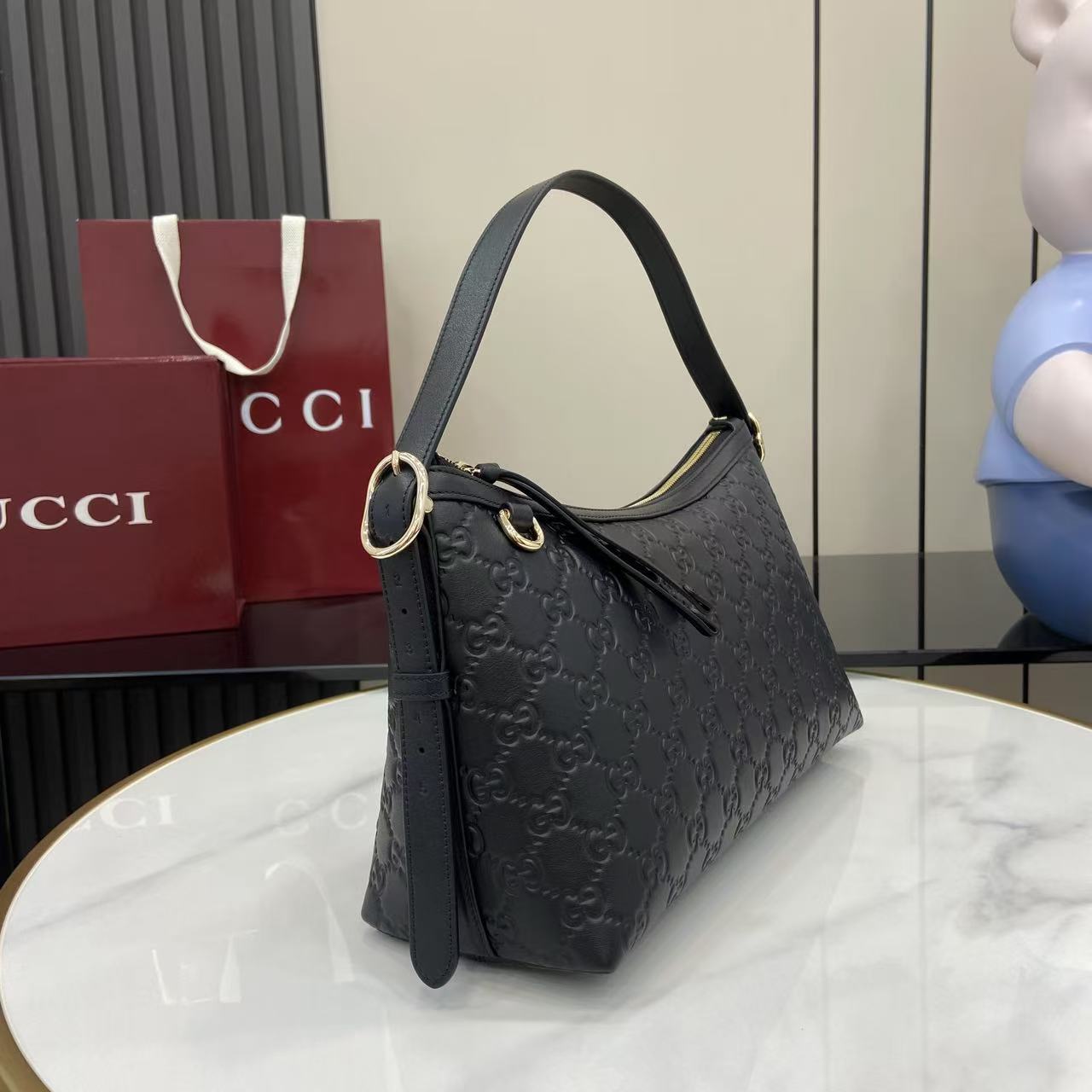 Gucci GG Emblem Medium Shoulder Bag - DopestKickz