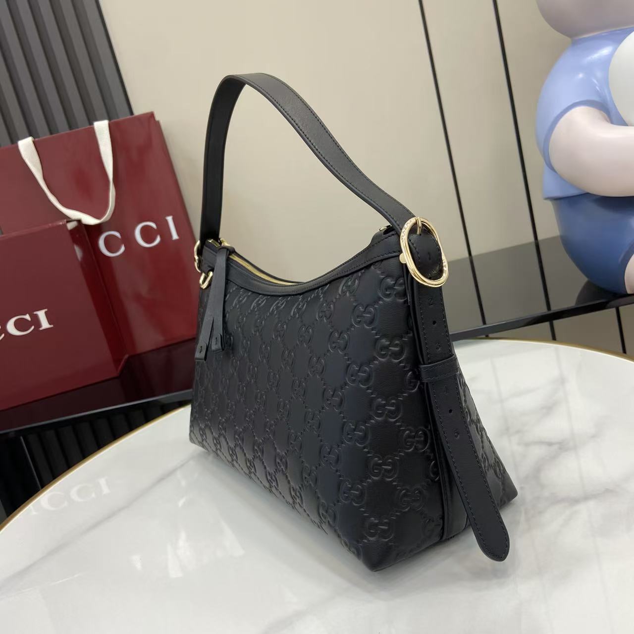 Gucci GG Emblem Medium Shoulder Bag - DopestKickz