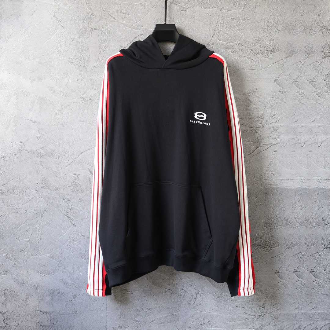 Balenciaga Unity Sports Icon Large Hoodie in faded black and white dry fleece - DopestKickz