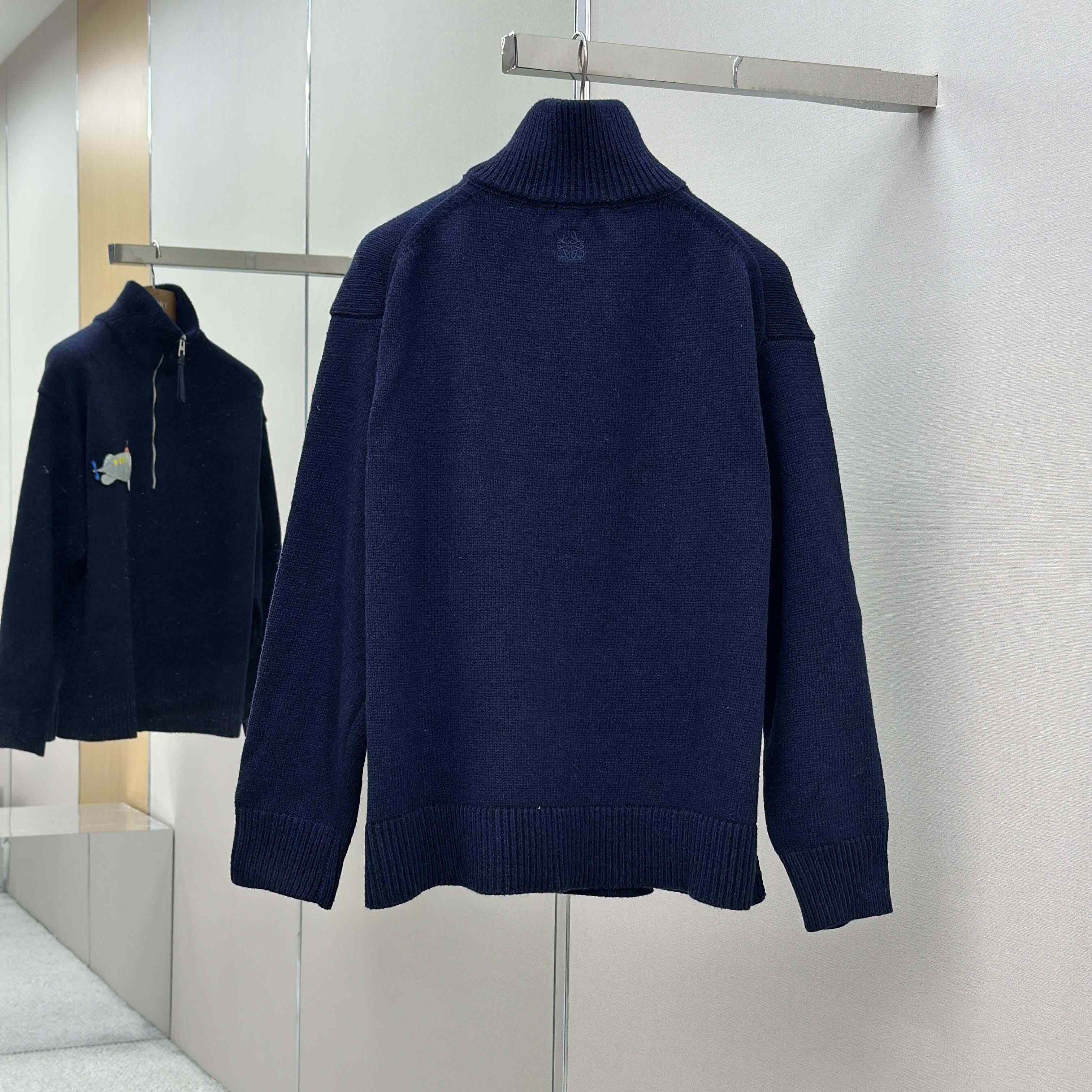 Loewe Zip-up sweater In Wool Blue - DopestKickz