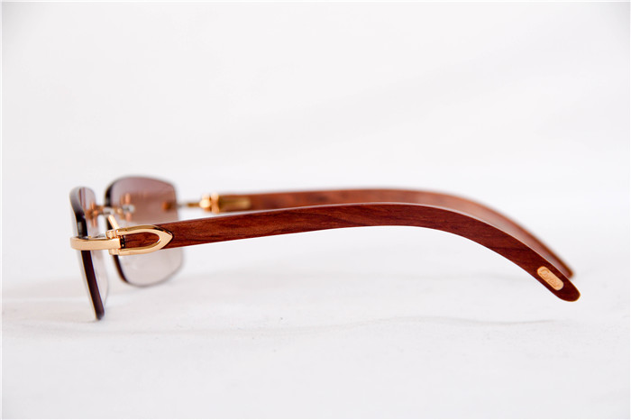 Cartier 3524012 Wood Big Lens Sunglasses In Gold Brown - DopestKickz