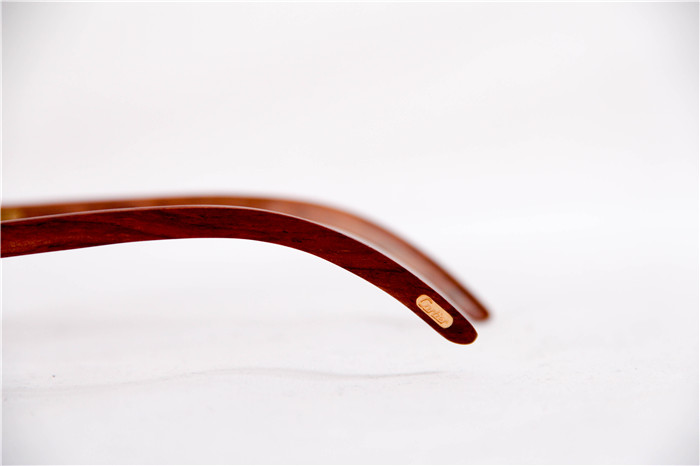 Cartier 3524012 Wood Big Lens Sunglasses In Gold Brown - DopestKickz