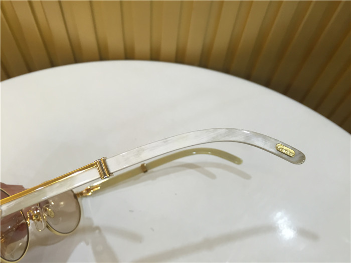 Cartier 7550178 55-22 White Curve Cattle Horn Sunglasses In Gold Brown - DopestKickz
