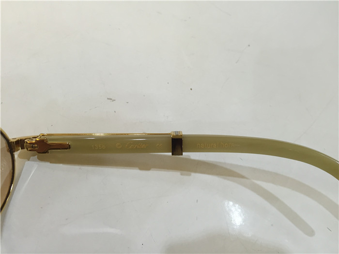 Cartier 7550178 55-22 White Curve Cattle Horn Sunglasses In Gold Brown - DopestKickz
