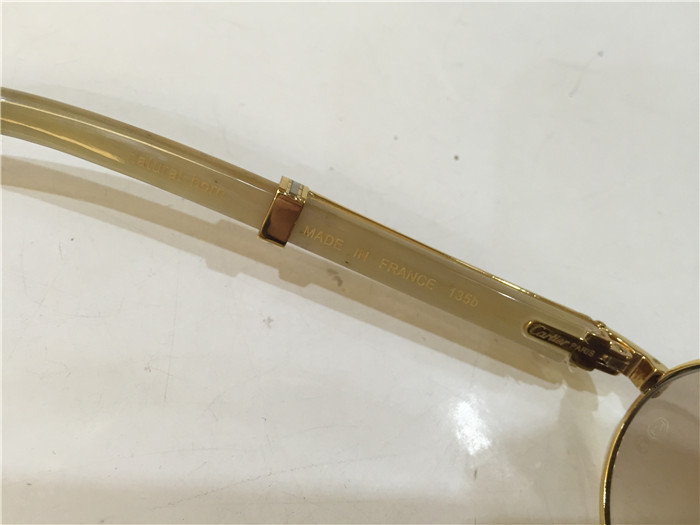 Cartier 7550178 55-22 White Curve Cattle Horn Sunglasses In Gold Brown - DopestKickz