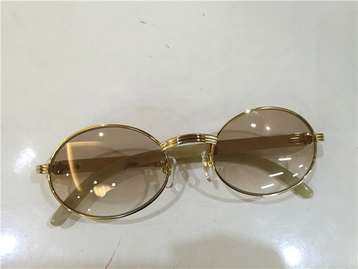 Cartier 7550178 55-22 White Curve Cattle Horn Sunglasses In Gold Brown - DopestKickz