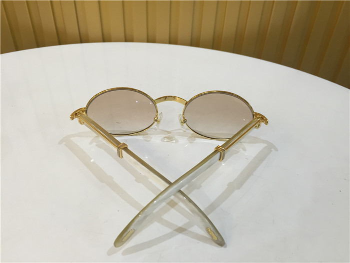Cartier 7550178 55-22 White Curve Cattle Horn Sunglasses In Gold Brown - DopestKickz