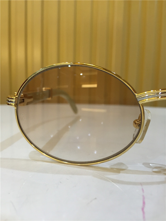 Cartier 7550178 55-22 White Curve Cattle Horn Sunglasses In Gold Brown - DopestKickz