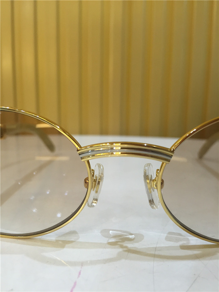 Cartier 7550178 55-22 White Curve Cattle Horn Sunglasses In Gold Brown - DopestKickz