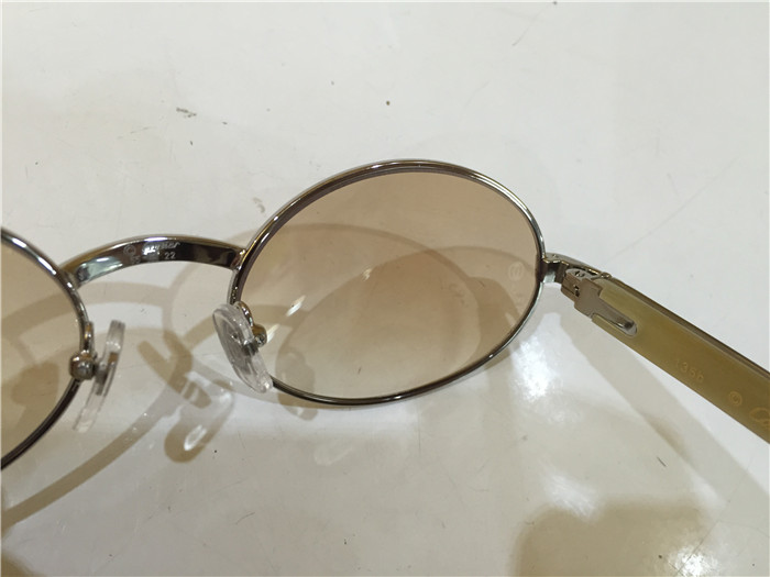 Cartier 7550178 55-22 White Curve Cattle Horn Sunglasses In Silver Brown - DopestKickz