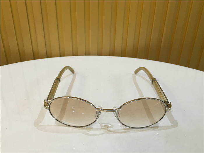 Cartier 7550178 55-22 White Curve Cattle Horn Sunglasses In Silver Brown - DopestKickz