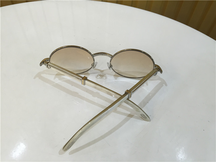 Cartier 7550178 55-22 White Curve Cattle Horn Sunglasses In Silver Brown - DopestKickz