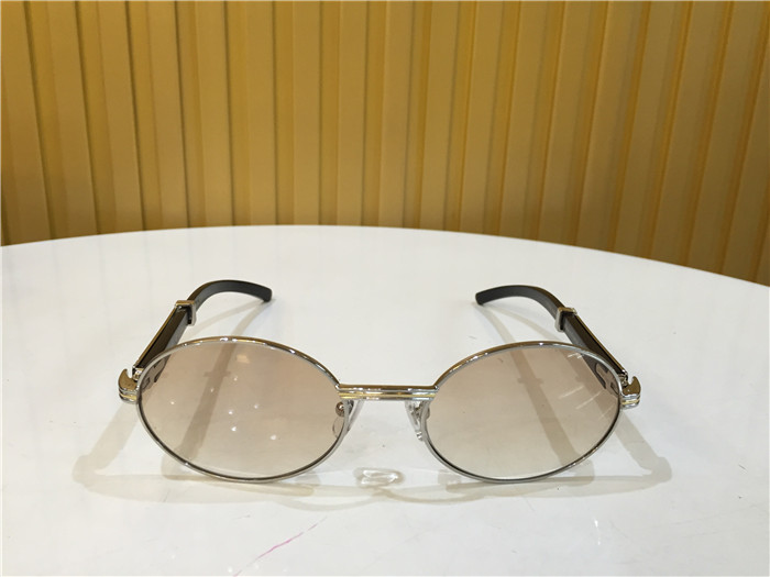 Cartier 7550178 55-22 Black Curve Cattle Horn Sunglasses In Silver Brown - DopestKickz