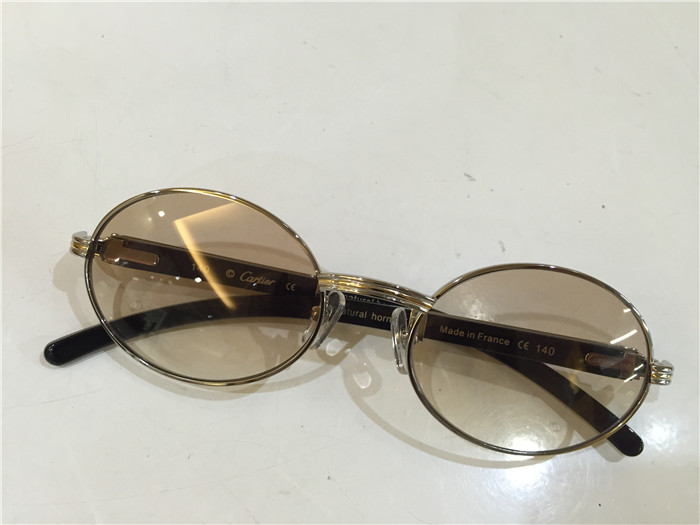 Cartier 7550178 55-22 Black Curve Cattle Horn Sunglasses In Silver Brown - DopestKickz