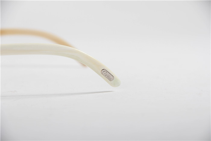 Cartier 7550178 57-22 White Curve Cattle  Horn  Sunglasses In  Gold Brown - DopestKickz